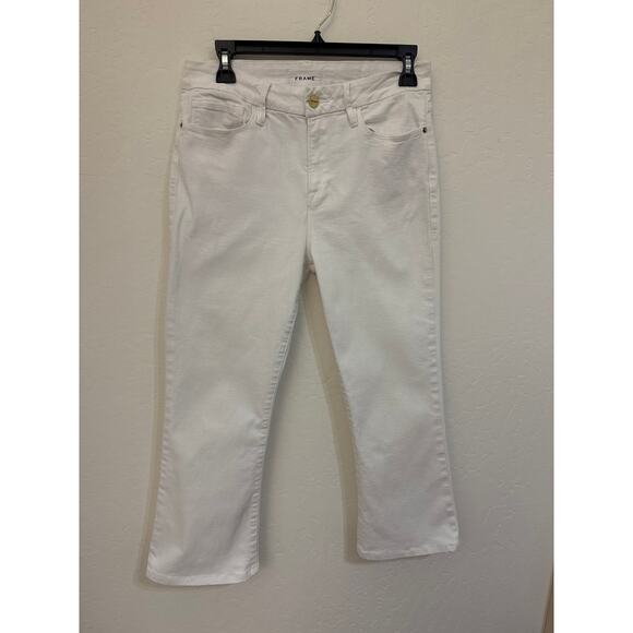 Women's White Frame Le Crop Stretch Mini Boot-cut Jeans - Size 28 - Picture 3 of 11